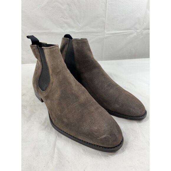 Zara Gray Suede Leather Chelsea Boots Men's Size 9 - Picture 1 of 12